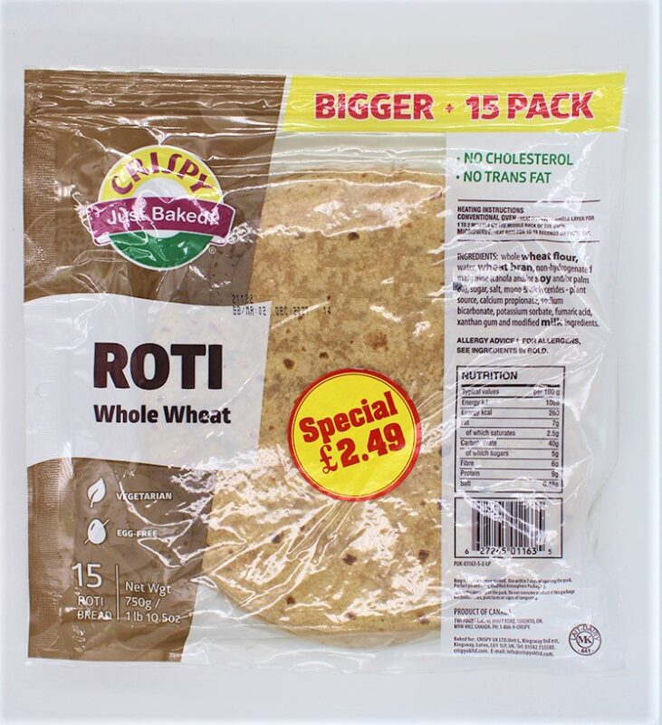 Kcb Wheat Roti CRISPY WHOLE WHEAT ROTI 750GM X 10 £2.49 - Indo Asian Foods